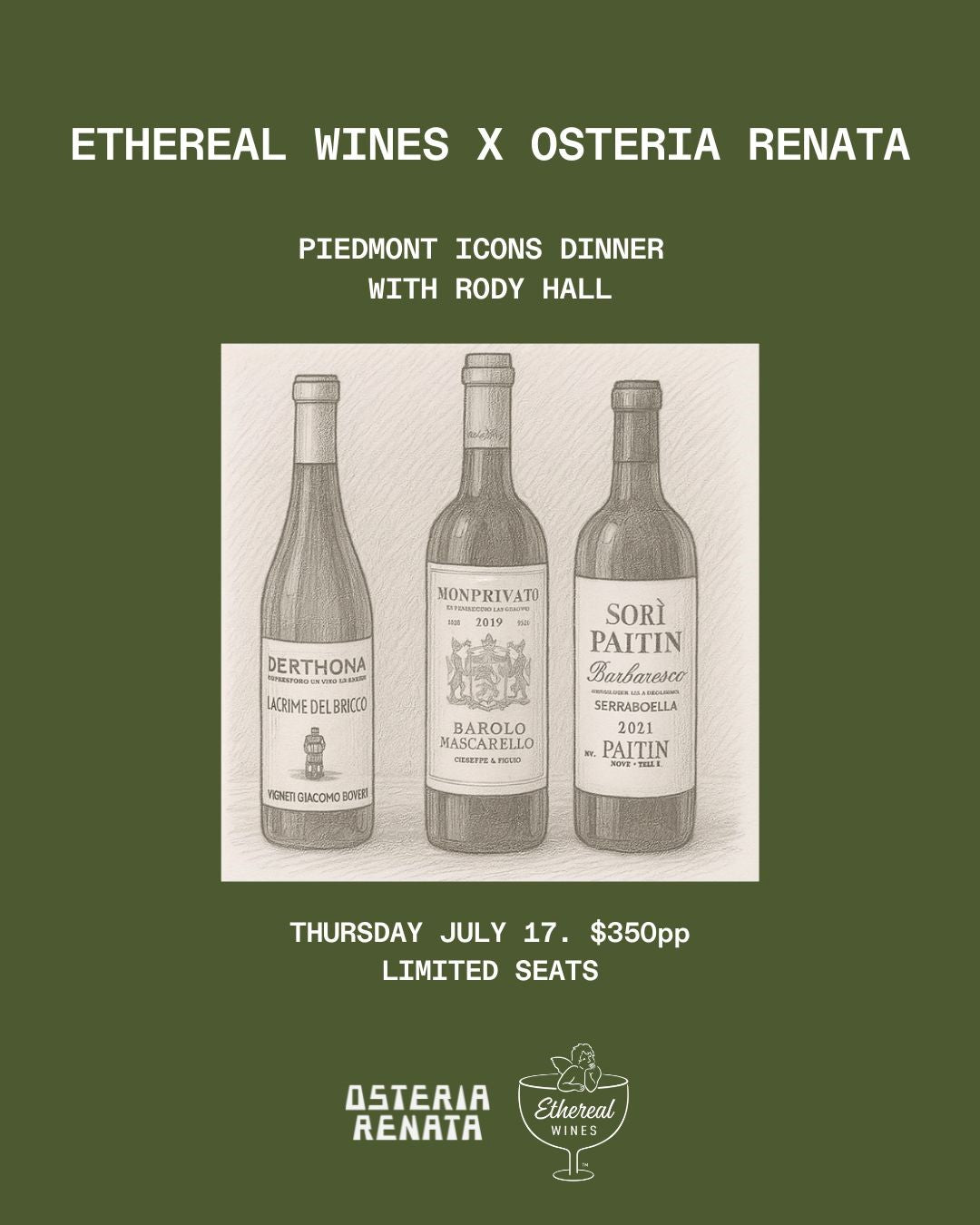 Piedmont Icons Dinner - Thursday 17 July